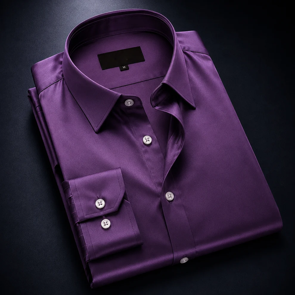 ZAVREN Noir Satin Shirt - Purple