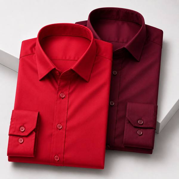 Urban Thread Noir Satin Shirt - Pack of 2 (Red + Maroon)