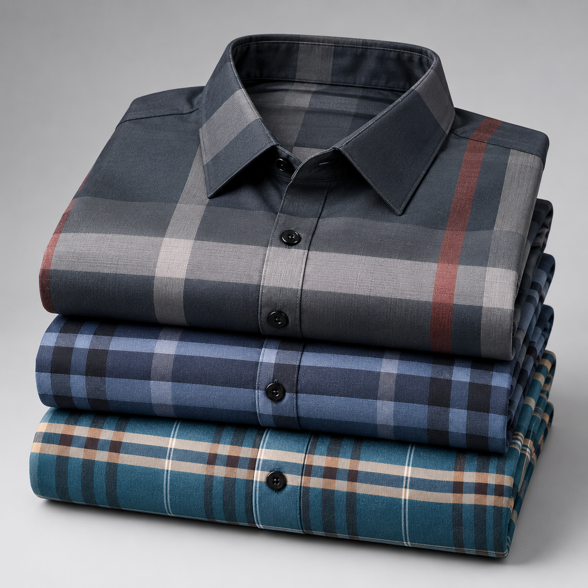 Sartor & Crown Classic Check Collection – Pack of 3 | Navy Blue + Dark Teal + Black