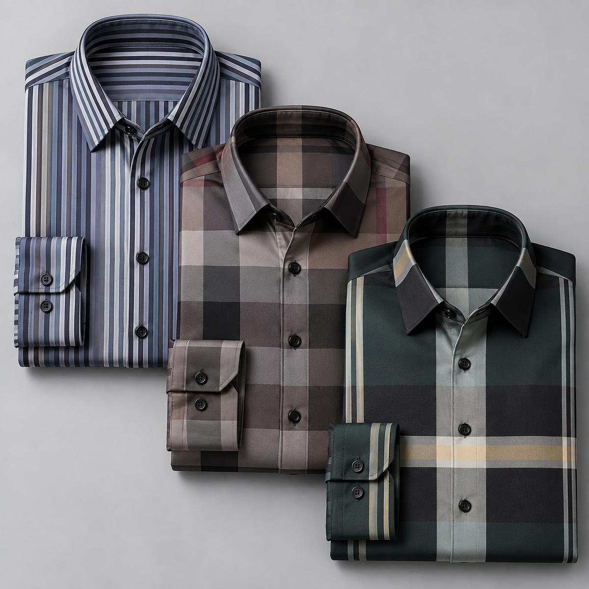 Sartor & Crown Classic Check Collection – Pack of 3 | Maroon + Grey + Olive
