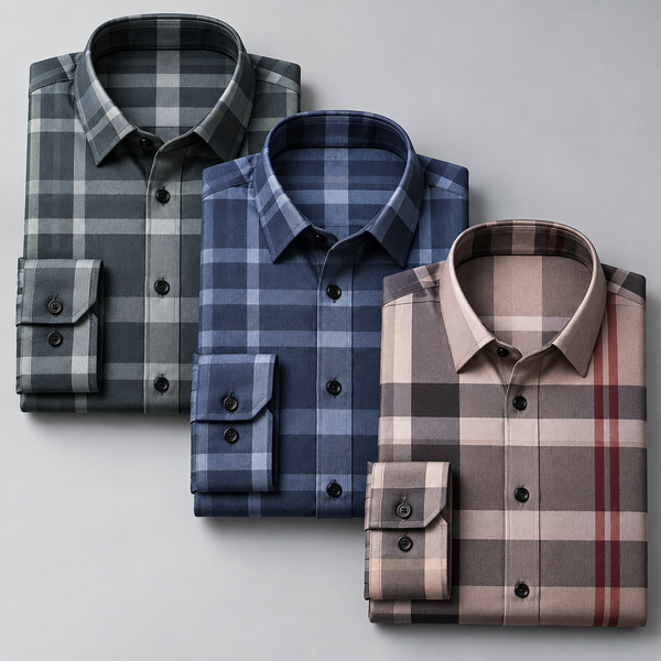 Sartor & Crown Classic Check Collection – Pack of 3 | Green + Blue + Peach Grey