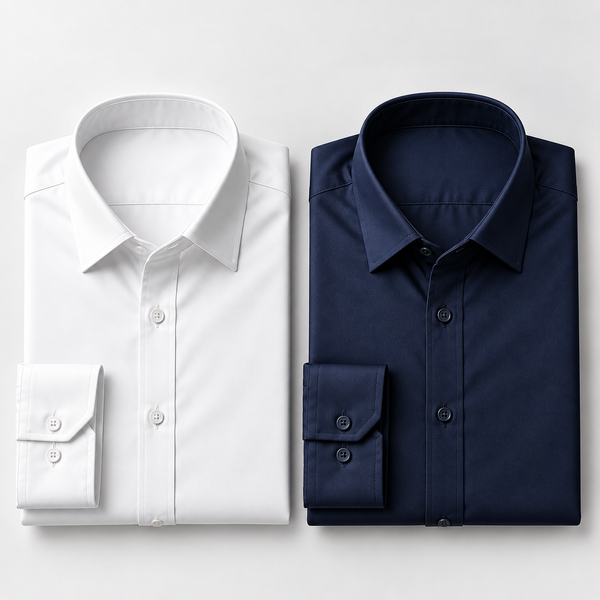 Urban Thread Noir Satin Shirt - Pack of 2 (White + Navy Blue)