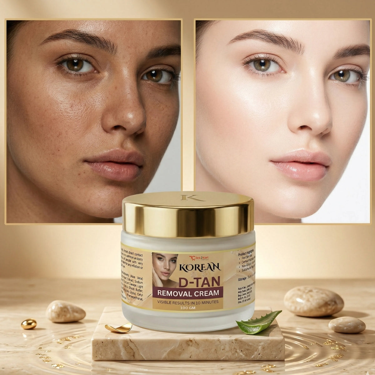 Korean D-Tan Removal Cream – Instant Tan Remover | Brightening & Deep Cleansing Face Cream (100g)
