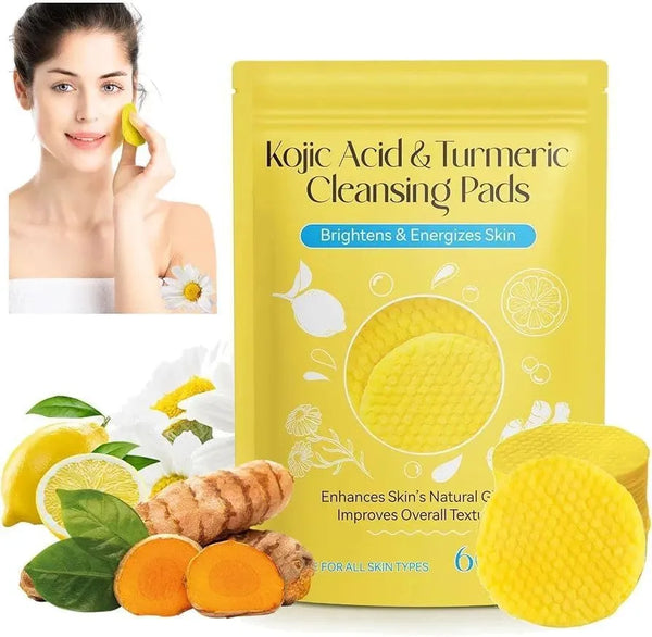 Turmeric Kojic Acid Cleansing Pads – Dark Spots Remover | Brightening Face Pads for Oily & Dry Skin
