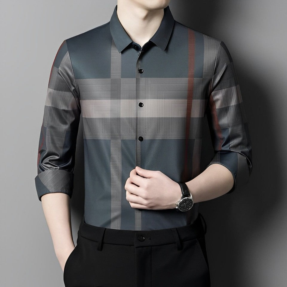 Navy blue check shirt