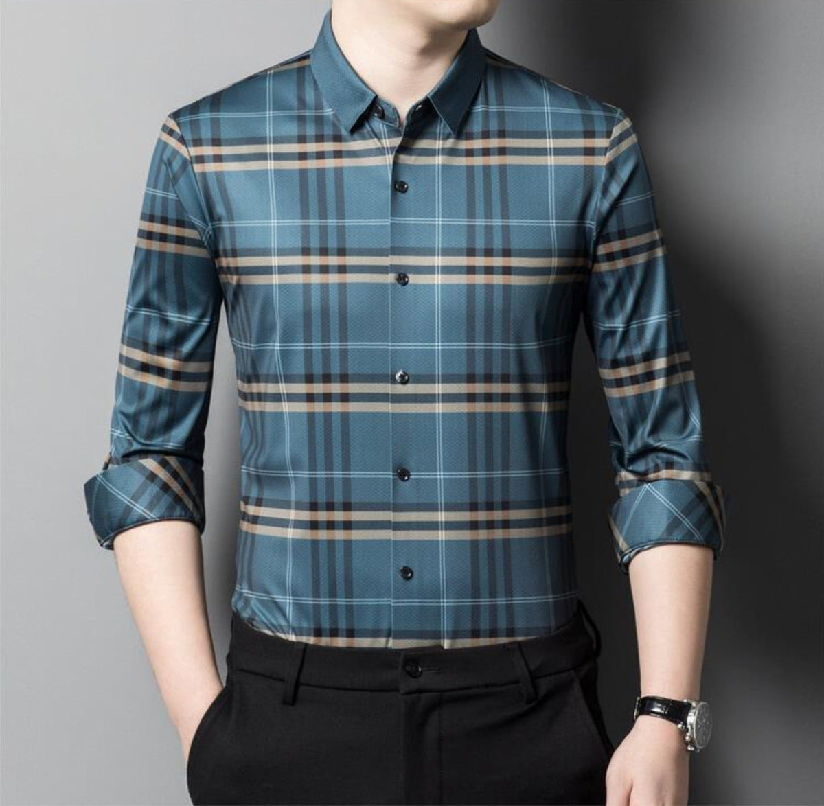 Black check shirt