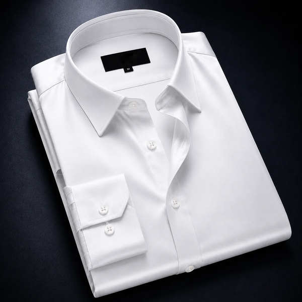 ZAVREN Noir Satin Shirt - White