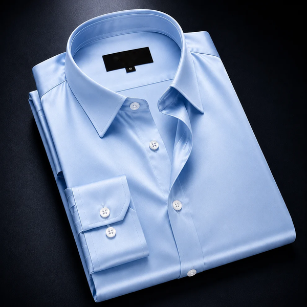ZAVREN Noir Satin Shirt - Sky Blue