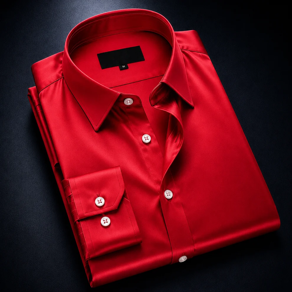 ZAVREN Noir Satin Shirt - Red