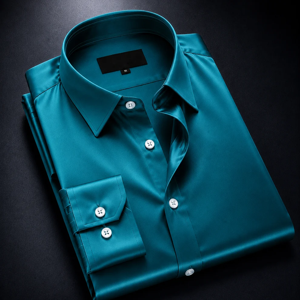 ZAVREN Noir Satin Shirt - Teal